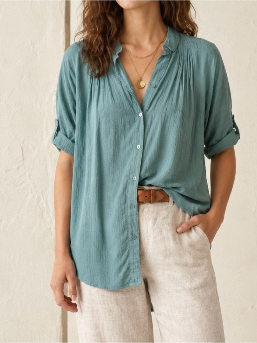 Maeve Silk Green Oversized Blouse Size XS (S/M fit)